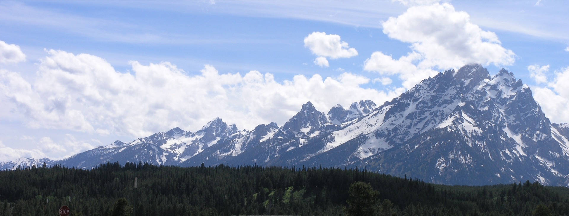 Cathedral Group panorama from Cathedral Group Scenic Turnout, Grand Teton National Park