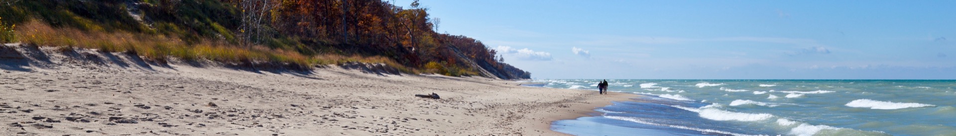 Beach and dunes at Indiana Dunes National Park along Lake Michigan