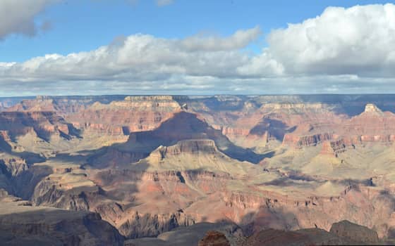 Wide canyon panorama under a blue sky, Grand Canyon National Park