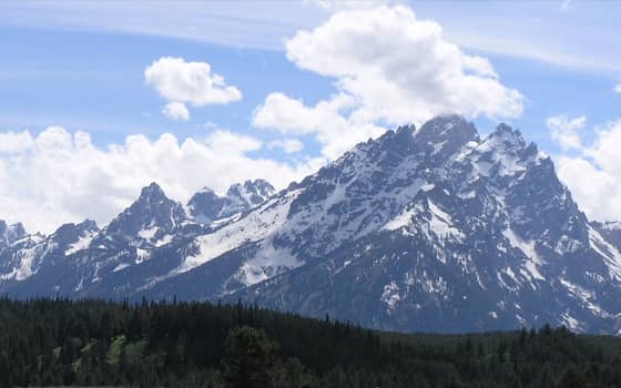 Cathedral Group panorama from Cathedral Group Scenic Turnout, Grand Teton National Park