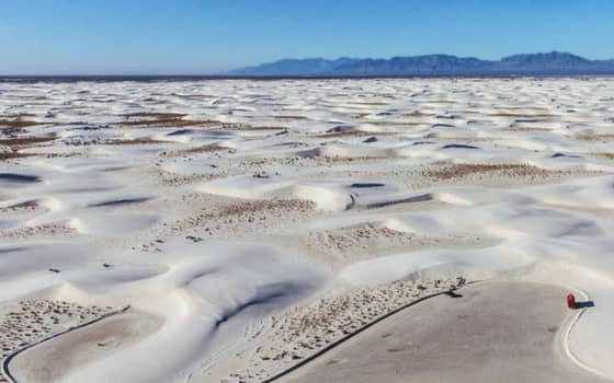 Aerial view of the gypsum dunefield at White Sands National Park